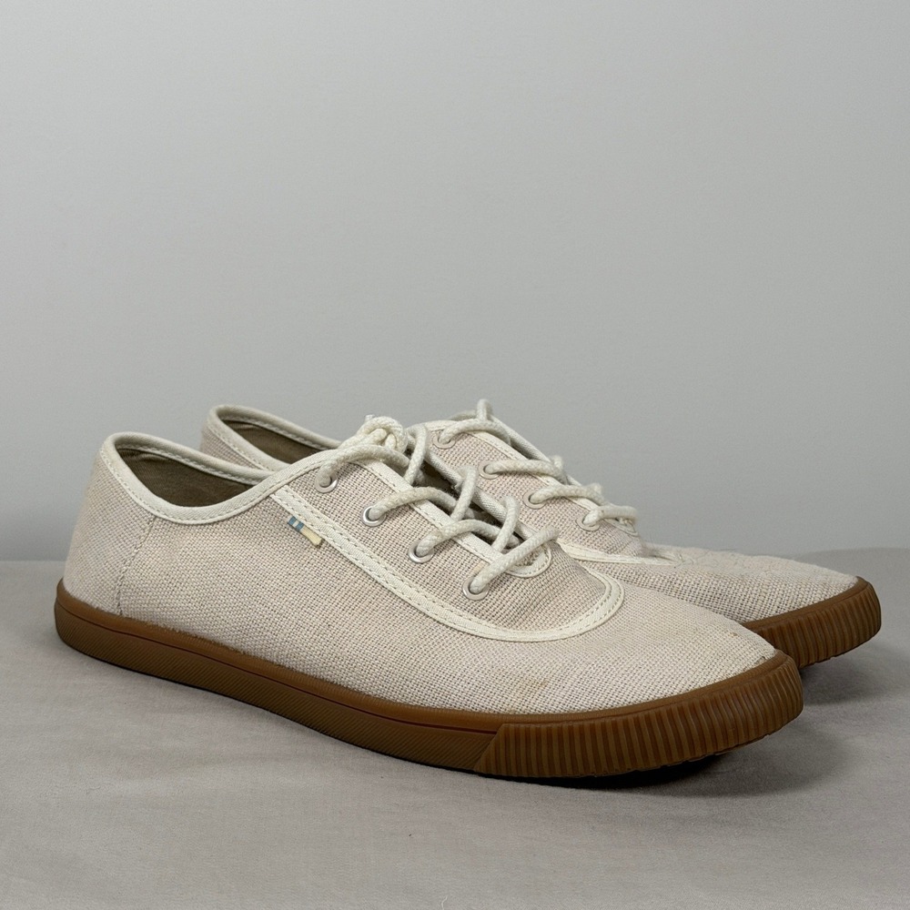 Canvas Lace-Up Women's Sneakers in Natural with Gum Sole